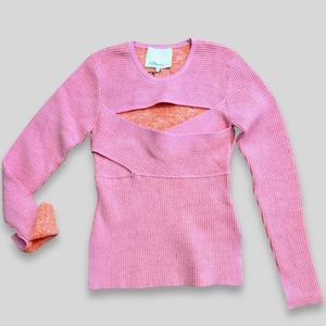 3.1 PHILLIP LIM Double Face Crossbody Sweater Top Pink